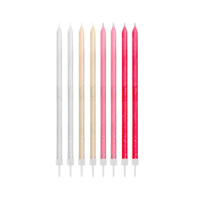Immagine prodotto di Candele Glitter, Rosa 24 pezzi Mix 14,5x0,5cm