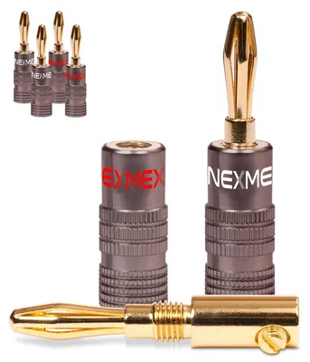 Produktbild von 6x Bananenstecker NEXMEX 24K vergoldet High End Stecker Banana - Kabel bis 6mm²