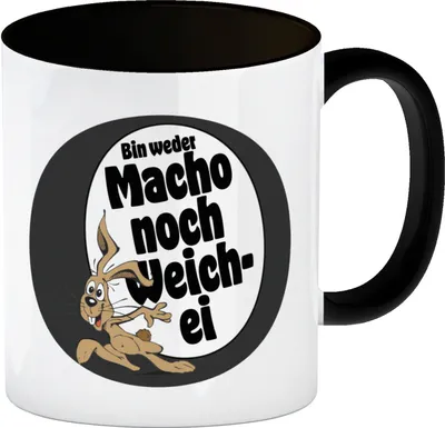 Produktbild von Weder Macho noch Weichei Kaffeebecher in schwarz in schwarz mit Osterhase