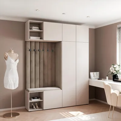 Image de Vestiaire Aria 4 190 cm Cachemire Rembourré Taupe Soft-Close Push-to-Open