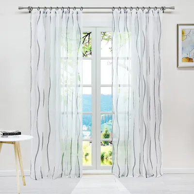 Transparenter Voile-Vorhang mit Wellenmuster, 140x175 cm, 1 Stück
