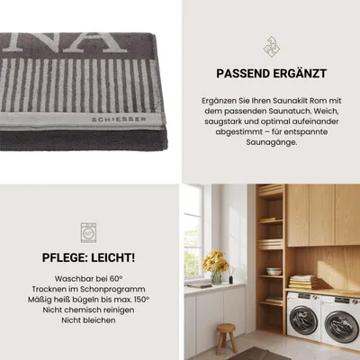Produktbild von SCHIESSER Saunakilt Rom Damen | Einfarbig | 100% Baumwolle | Weich & Saugstark | 36-42 | Dunkelgrau