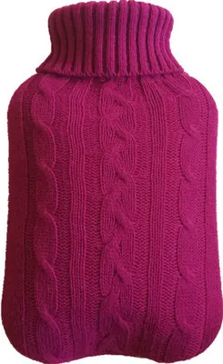 Immagine prodotto di Borsa dell'acqua calda con fodera – Morbida fodera in maglia di alta qualità – Borsa dell'acqua calda di grande capacità, rosa, 2 L
