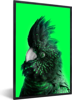 Produktbild von MuchoWow® Gerahmtes Poster Kakadu - Vogel - Grün 60x90 cm - Poster mit Schwarzem Bilderrahmen Wandposter Rahmen Foto Bilder - Kunst