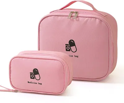 Produktbild von 2 Stück Reise-Apothektasche leer Medizintasche Erste-Hilfe-Set Outdoor Notfalltasche EHBO-Tasche Aufbewahrungstasche für Reisen, Zuhause und im Büro