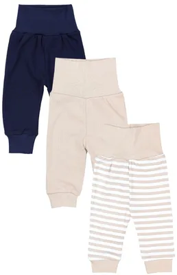 Produktbild von TupTam Baby Mädchen Lange Pumphose 3er Pack, Farbe: Streifen Beige / Beige / Dunkelblau, Größe: 98