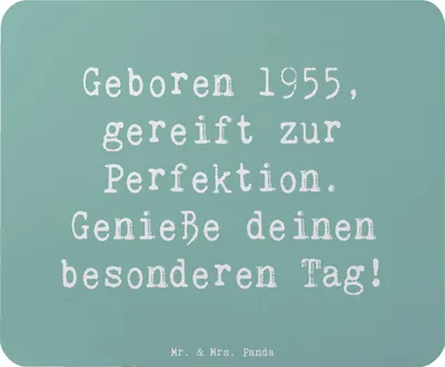Produktbild von Mr. & Mrs. Panda Mousepad Spruch 1955 Geburtstag - Meeresbrise - Geschenk, Happy Birthday, computer mauspad, mousematte, Jahrgang, Lebensjahr, Geburtstagskind, Alter