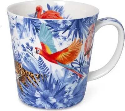 Produktbild von Kaffeebecher Cobalt Blue, Tiere im Dschungel, Kaffeetasse Tassen Teetassen Kaffeepott Henkelbecher Vogel