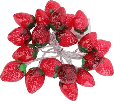 Immagine prodotto di Ghirlanda luminosa a forma di frutta da 9,8 piedi con 20 LED, lampada a forma di fragola alimentata a batterie per le feste natalizie