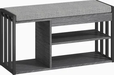 Produktbild von Schuhregal mit Sitzbank, Flurregal für Schuhe, Schuhschrank mit 3-stufigem Design, für Flur, Eingangsbereich, Wohnzimmer, Schlafzimmer, Grau