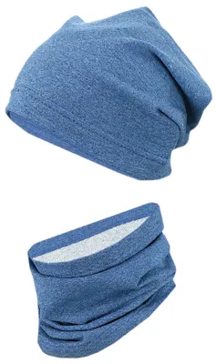 Produktbild von TupTam Kinder Beanie Mütze Schlauchschal Set Übergangszeit, Farbe: Dunkelblau Meliert, Größe: 52-54