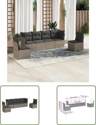Produktbild von The Living Store 6-tlg. Garten-Sofagarnitur mit Kissen Grau Poly Rattan