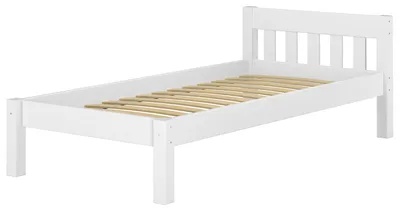 Produktbild von Modernes Einzelbett Massivholz Kiefer weiß 90x200 Futonbett Jugend Zubehör wählbar V-60.38-09WFederleisten