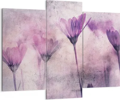 Produktbild von Bild auf Leinwand - Leinwandbild - 3 Teile - Blumen Rosa Vintage - 130x100cm - Wand Bild - Wanddeko - Wandbilder - Leinwanddruck - Bilder - Wanddekoration - Leinwand bilder - Wandbild - CB130x100-4432