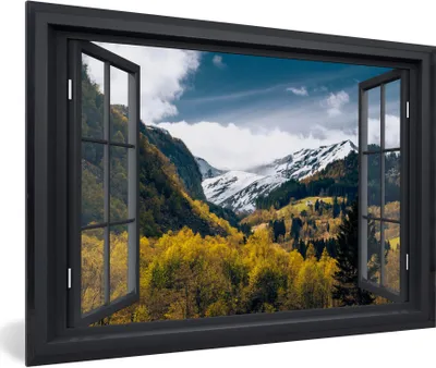 Produktbild von MuchoWow® MuchoWow® Gerahmtes Poster Aussicht - Natur - Schnee 90x60 cm - Poster mit zchwarzem Bilderrahmen - Fotorahmen - Foto-Plakat