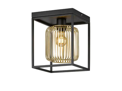 Productafbeelding van Fischer & Honsel Caydo plafondlamp, E27, metalen kap, goudkleurig, zandzwart, 21294