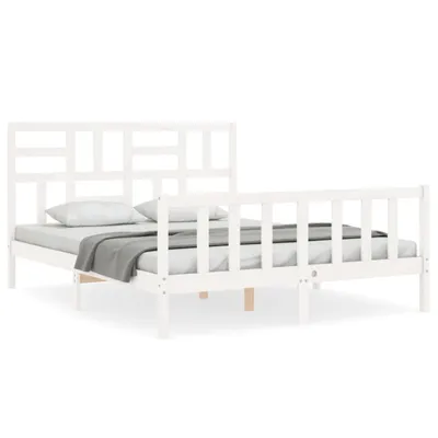 Image de vidaXL Lit en bois massif sans matelas blanc 160x200 pin
