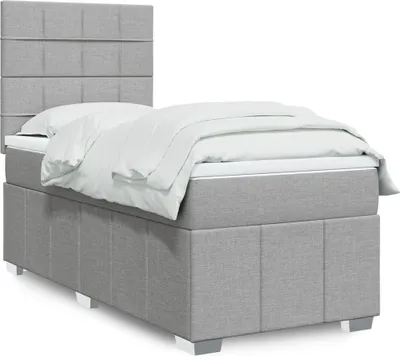 Produktbild von Boxspringbett mit Matratze Hellgrau 100x200 cm Stoff, Klassische Betten 2024 Neu