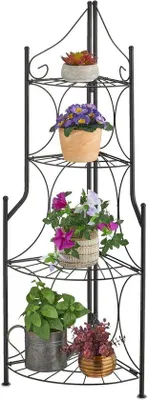 Produktbild von Famanu Pflanzenregal Vintage Design - 4 Etagen, Schwarz, 106 cm hoch