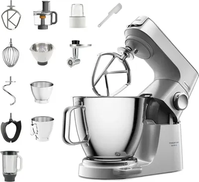 Produktbild von Kenwood KVL85.704SI KÃ1/4chenmaschine, Edelstahlgehäuse, 1200 Watt, 7 l Behälter, Standmixeraufsatz, Zitruspressenaufsatz, Fleischwolfaufsatz, KÃ1/4chenmaschinenaufsatz, Geschwindigkeiten stufenlos einstellbar