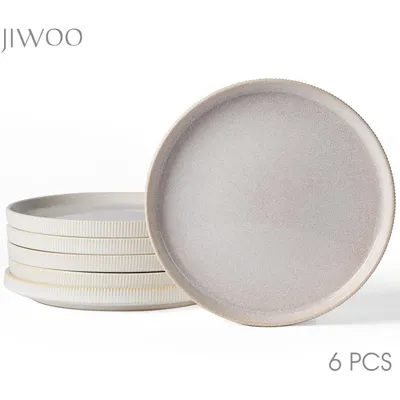 Produktbild von Teller set 6er Ø20 cm Keramik Speiseteller Dessertteller Pastateller Essteller für 6 Personen Flachteller set Mikrowellen- und Spülmaschinenfest
