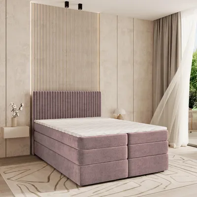Produktbild von Masseno Boxspringbett FELBIO 140x200 cm Komplett-Set mit Bonell Matratze und Topper, Polsterbett mit Bettkästen -Rosa, KRONOS 27