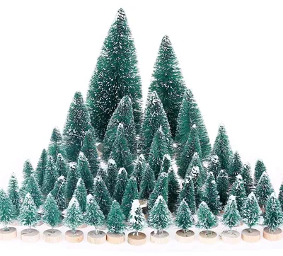 Productafbeelding van Miniatuur kunstkerstboom Kunstmatig mini model - Set van 60 - Doe-het-zelf - Etalage