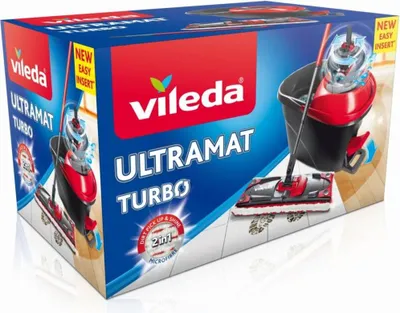 Produktbild von Vileda UltraMax Turbo Komplett-Set mit Teleskopstiel Wischmop Eimer Bodenwischer