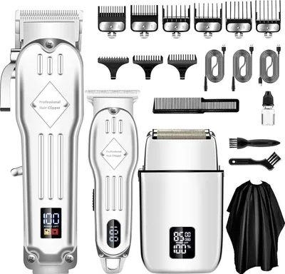 Produktbild von Herren Haarschneider Set mit Barttrimmer & Rasierer – Kabellos, Silber