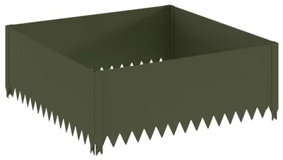 Image de vidaXL Bordure de jardin, 100 x 100 x 35 cm, acier, vert olive