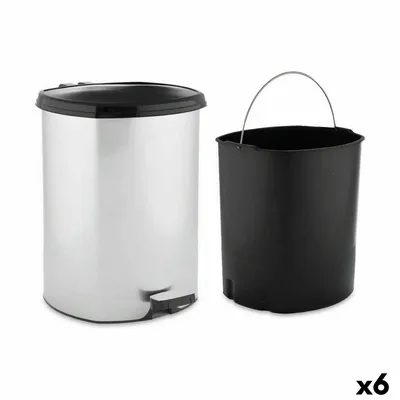 Obrázok produktu pre Odpadkový kôš s pedálom z plastu striebornej farby 11 l (6 kusov)
