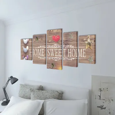 Zdjęcie produktu dla vidaXL Zestaw dekoracji obrazkowych Home Sweet Home 100 x 50 cm