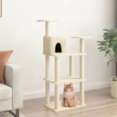 Produktbild von vidaXL Škrabadlo so sisalovými škrabadlami krémové 118,5 cm