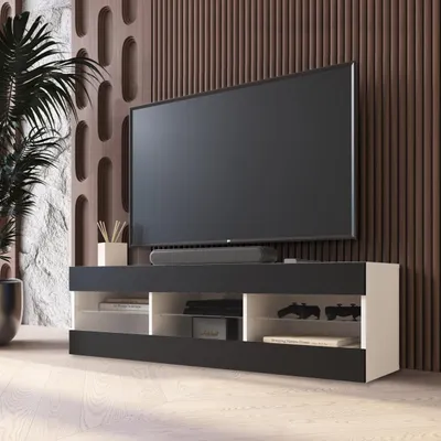 Obrázek produktu pro Komoda Tivoli s TV skříňkou, černá/bílá, šířka 140 cm x výška 40,5 cm x hloubka 35,5 cm, bez LED, do obývacího pokoje, ložnice