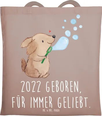 Produktbild von Mr. & Mrs. Panda Stoffbeutel 2022 Geburtstag Lieblingskind - Braun Pastell - Geschenk, Geburtstagsfreude, Geburtstagsgeschenk, Geburtstagskind, Happy Birthday, totebag