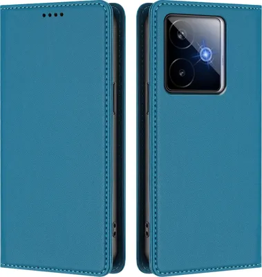 Produktbild von Handyhülle für Realme GT 7, Kunstleder Klapphülle Stoßfeste Magnetische Hülle mit Ständer Blau