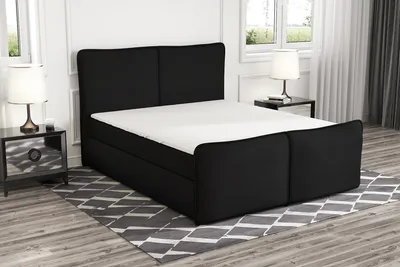 Produktbild von Boxspringbett BERIS 200 x 200 mit 2 Bettkästen, Bonell-Matratze und Topper. Farbe: Schwarz