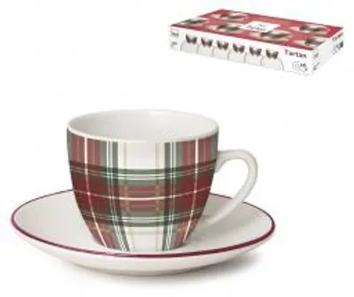 Immagine prodotto di H&H Set 6 Tazze Caffè Tartan In Porcellana Con Piattino Cc 110