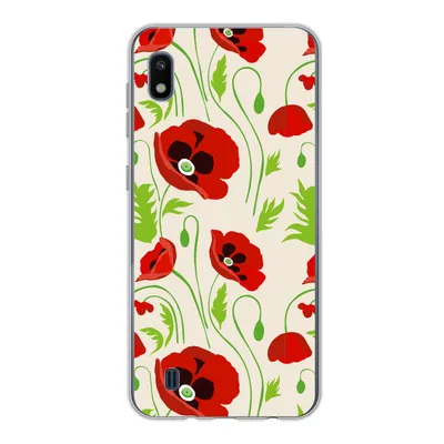 Produktbild von MuchoWow® Handyhülle Schutzhülle Hülle für Samsung Galaxy A10 Blumen - Mohn - Muster Silikon Softcase Handy Hülle - Schutzhülle