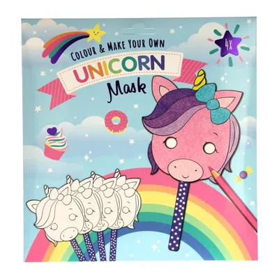Immagine prodotto di Colora e crea le tue maschere: unicorno, confezione da 4.