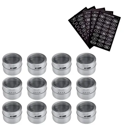 Produktbild von Set aus 12 magnetischen Gewürzbehältern aus Edelstahl