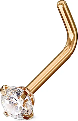 Produktbild von Nasenpiercing Stecker Nasenstecker Stift Nasen Piercing gebogen Zirkonia Kristall L-Form rosègold-klar 1 mm