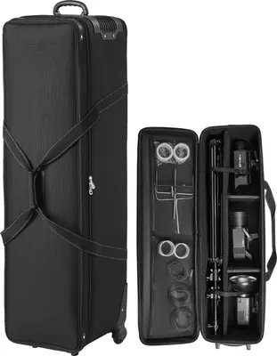 Obrázok produktu pre VEVOR Studio Trolley 1310x365x380 mm, transportná taška na štúdiové vybavenie, taška na fotoaparát, štúdiová taška s kolieskami, popruhmi, polstrovanou priehradkou, rukoväťou, na svetelné stojany, statívy, teleskopy