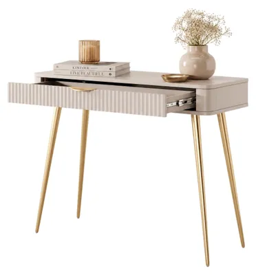 Produktbild von Katerara - Schminktisch, 100x38x78h cm Beige, eine Schublade