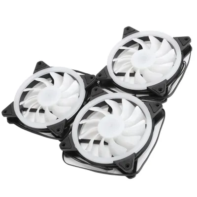 Image de Lot de 3 ventilateurs silencieux pour boîtier d'ordinateur, 6 broches, double éclairage RGB avec télécommande, 120 mm