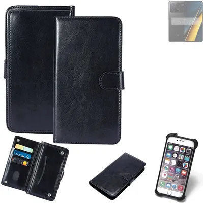 Produktbild von K-S-Trade 360° Hülle kompatibel mit POCO X6 Pro 5g schwarz Kunstleder Case BookCase WalletCase Kunstlederederhülle Handyhülle, Rundumschutz Bumper