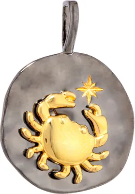 Produktbild von NKlaus 17mm Kettenanhänger Sternzeichen Krebs 925 Silber Zodiac schwarz gold Astroligie 13985