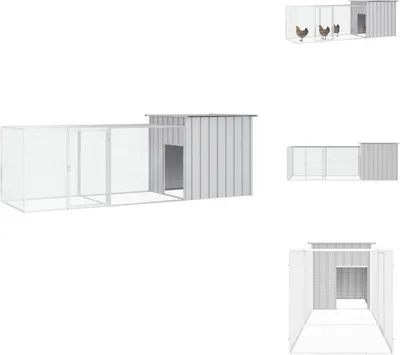 Produktbild von vidaXL Hühnerkäfig Grau 300x91x100 cm Verzinkter Stahl -  Lebensräume & Gehege für Kleintiere