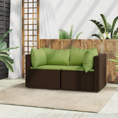Produktbild von Maison Exclusive - Garten-Ecksofas mit Kissen 2 Stk. Braun Poly Rattan