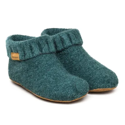 Produktbild von Gottstein Knit Boot Uni Wollstrick-Hüttenschuhe Grünmele, 48700-4100